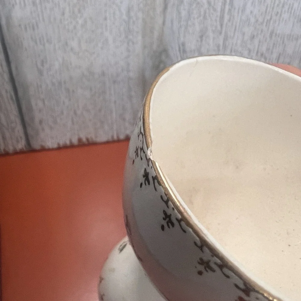 Vintage‎ Double Egg Cup Japan Flower golden trim floral delicate